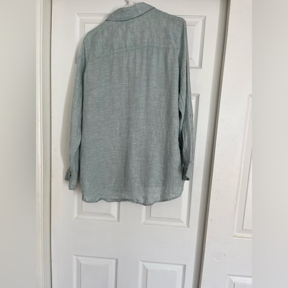 Sigrid Olsen Linen Button Down Top Size Medium Light Blue - Picture 14 of 14